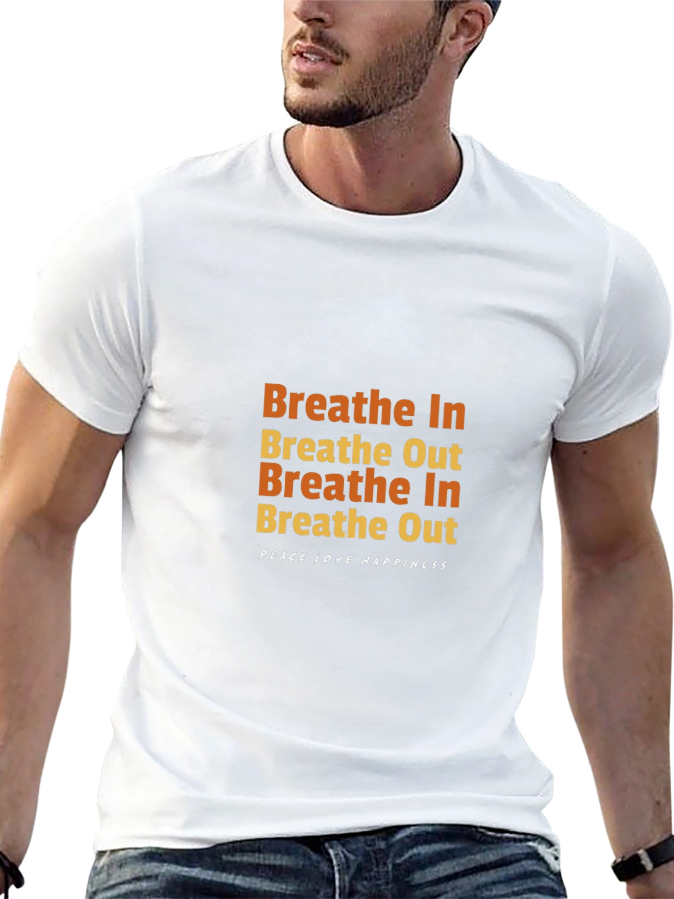 Breathe In/Out Graphic Tee - Peace Love Happiness