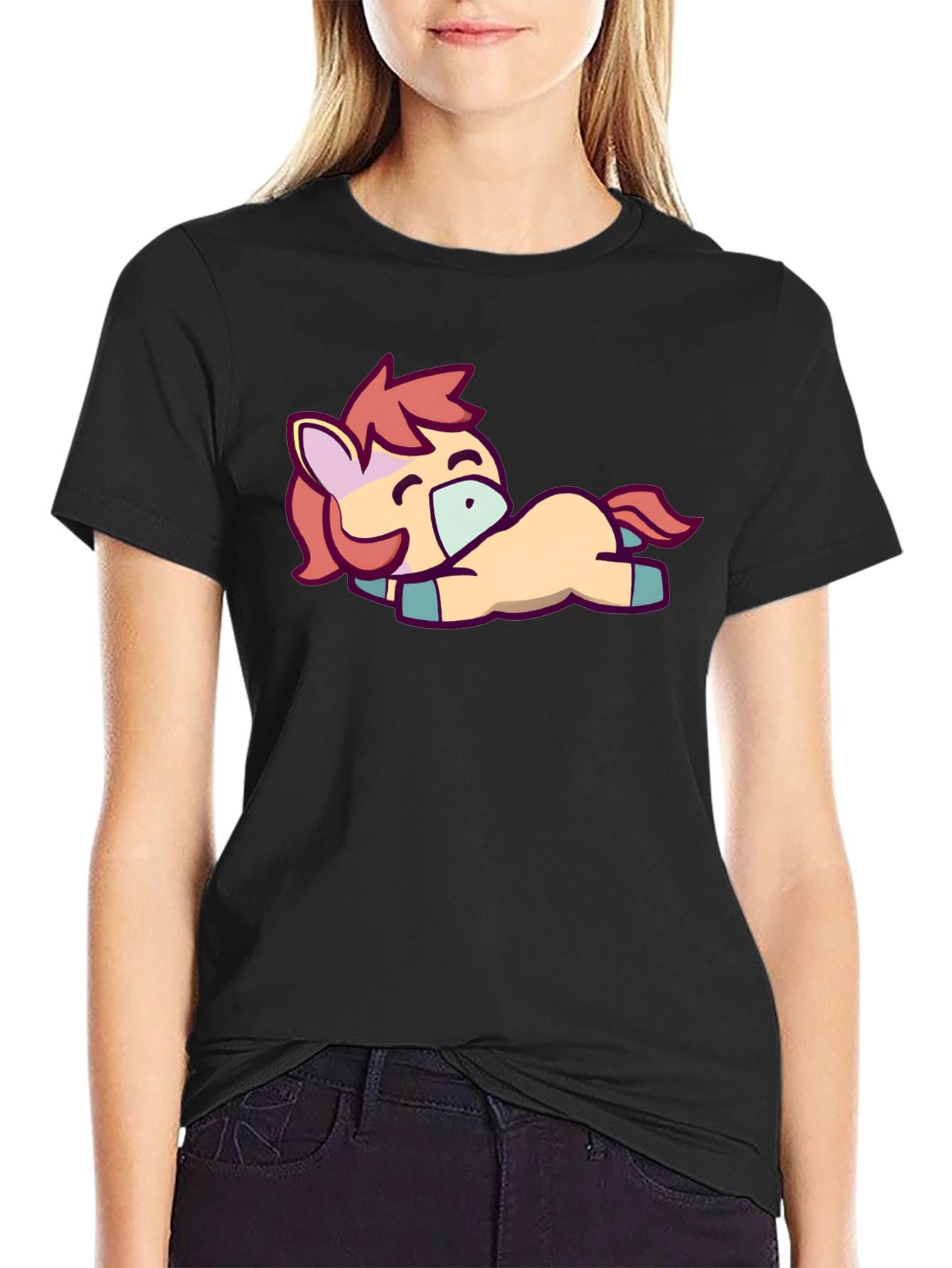 Cute Pony Graphic Tee - Black T-Shirt