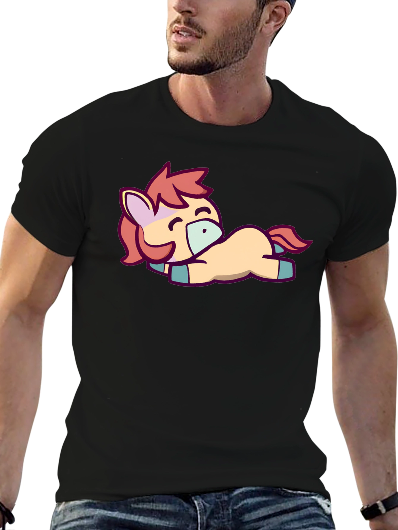 Cute Pony Graphic Tee - Black T-Shirt