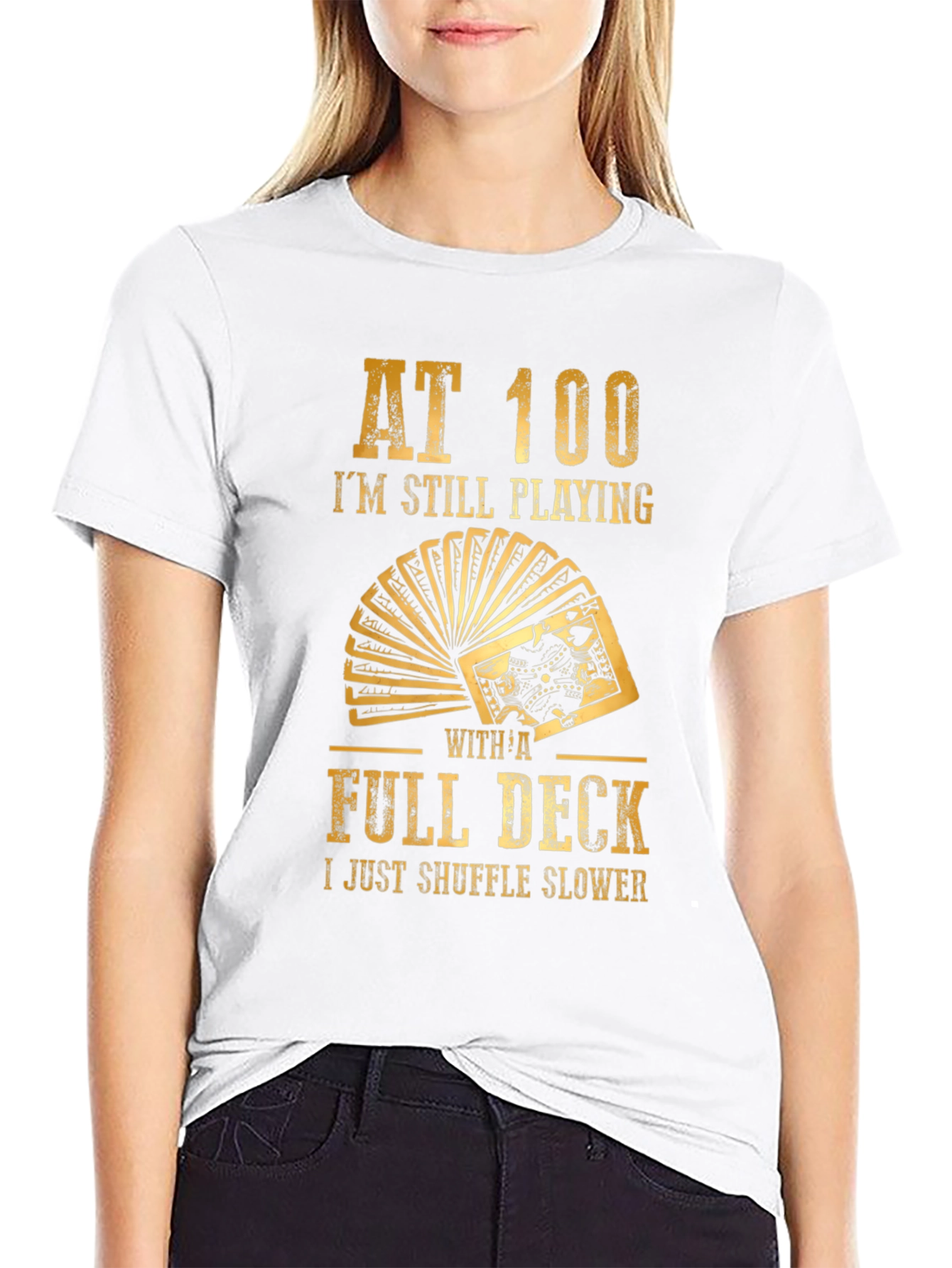 Funny 100 Years Old Playing Cards Graphic T-Shirt