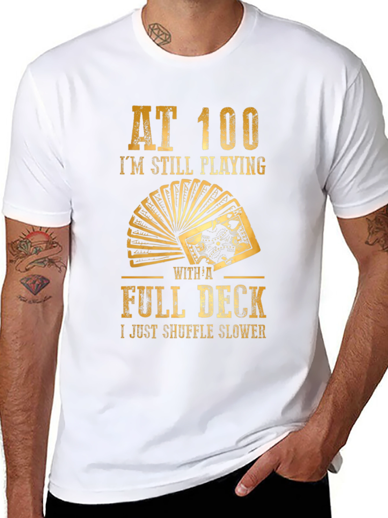 Funny 100 Years Old Playing Cards Graphic T-Shirt