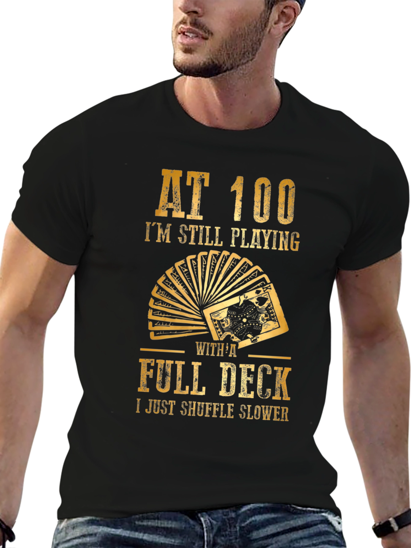 Funny 100 Years Old Playing Cards Graphic T-Shirt