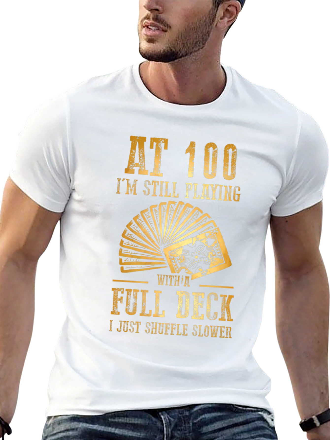 Funny 100 Years Old Playing Cards Graphic T-Shirt