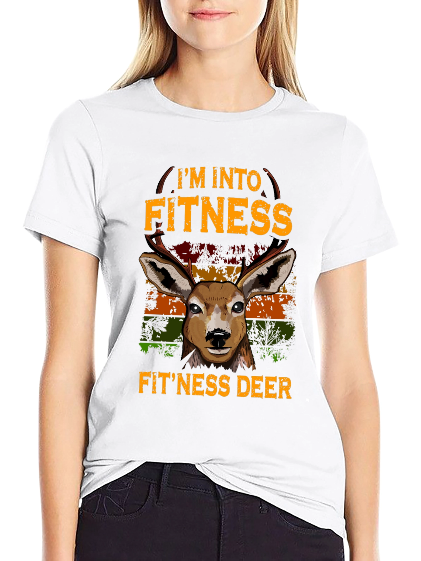 Fitness Deer Graphic T-Shirt - Im Into Fitness Tee