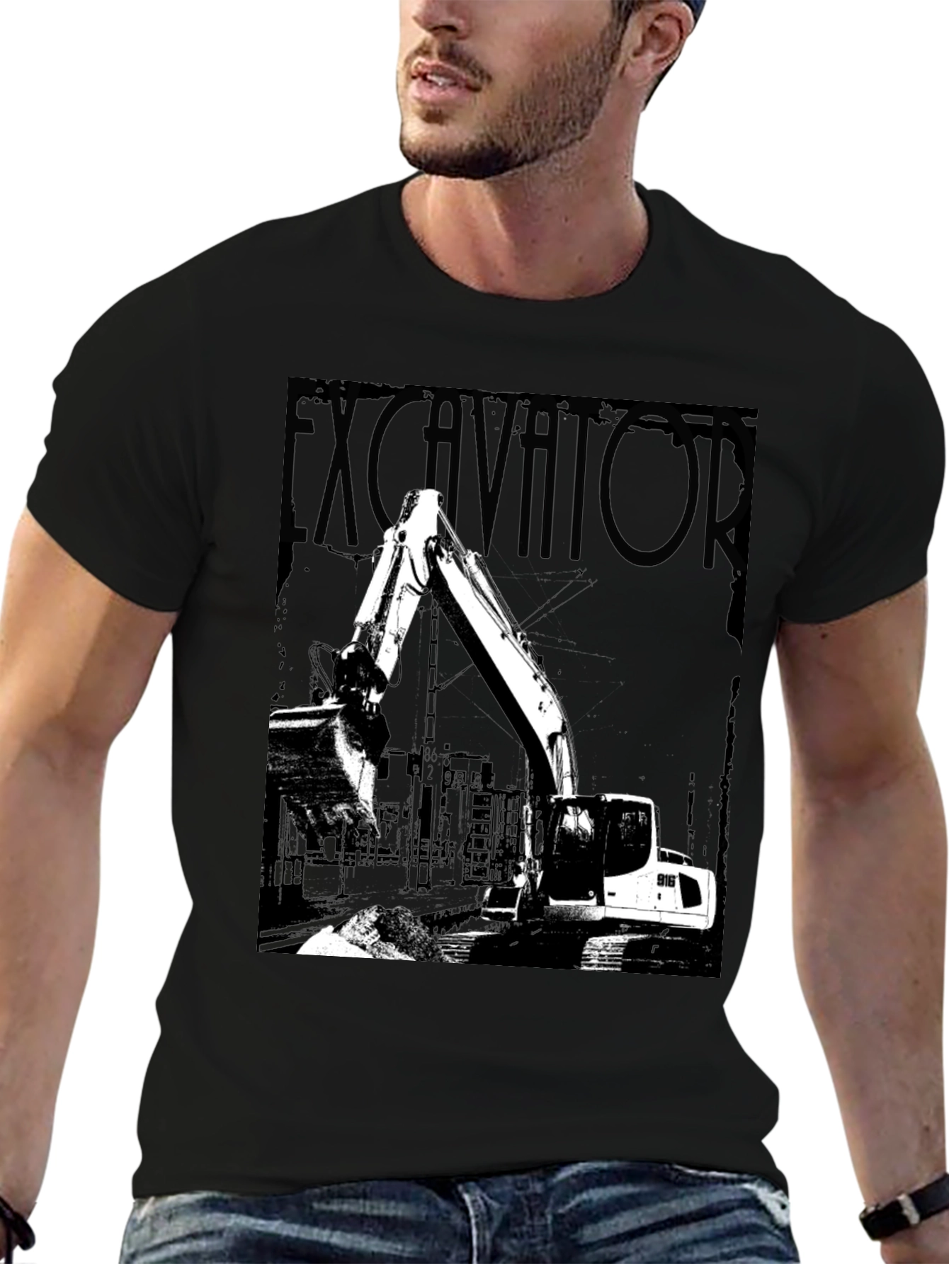 Excavator Graphic T-Shirt - Construction Vehicle Tee