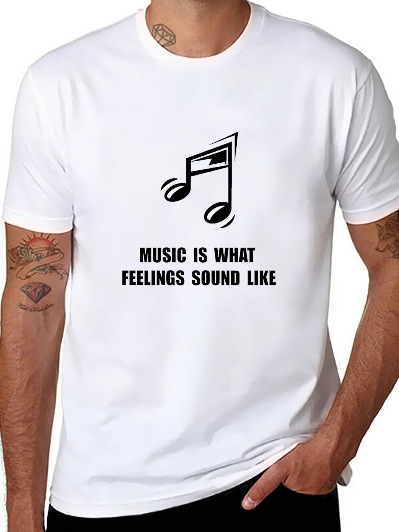 Music is What Feelings Sound Like Black Graphic Tee