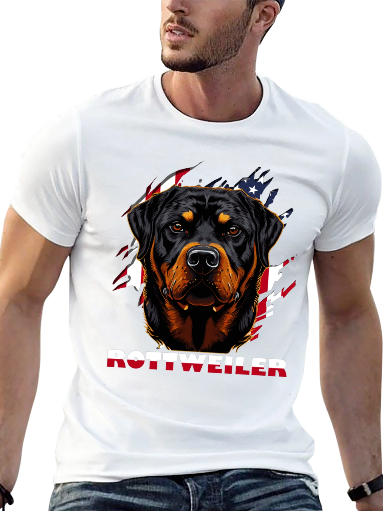 Rottweiler Dog Graphic T-Shirt - Patriotic Design