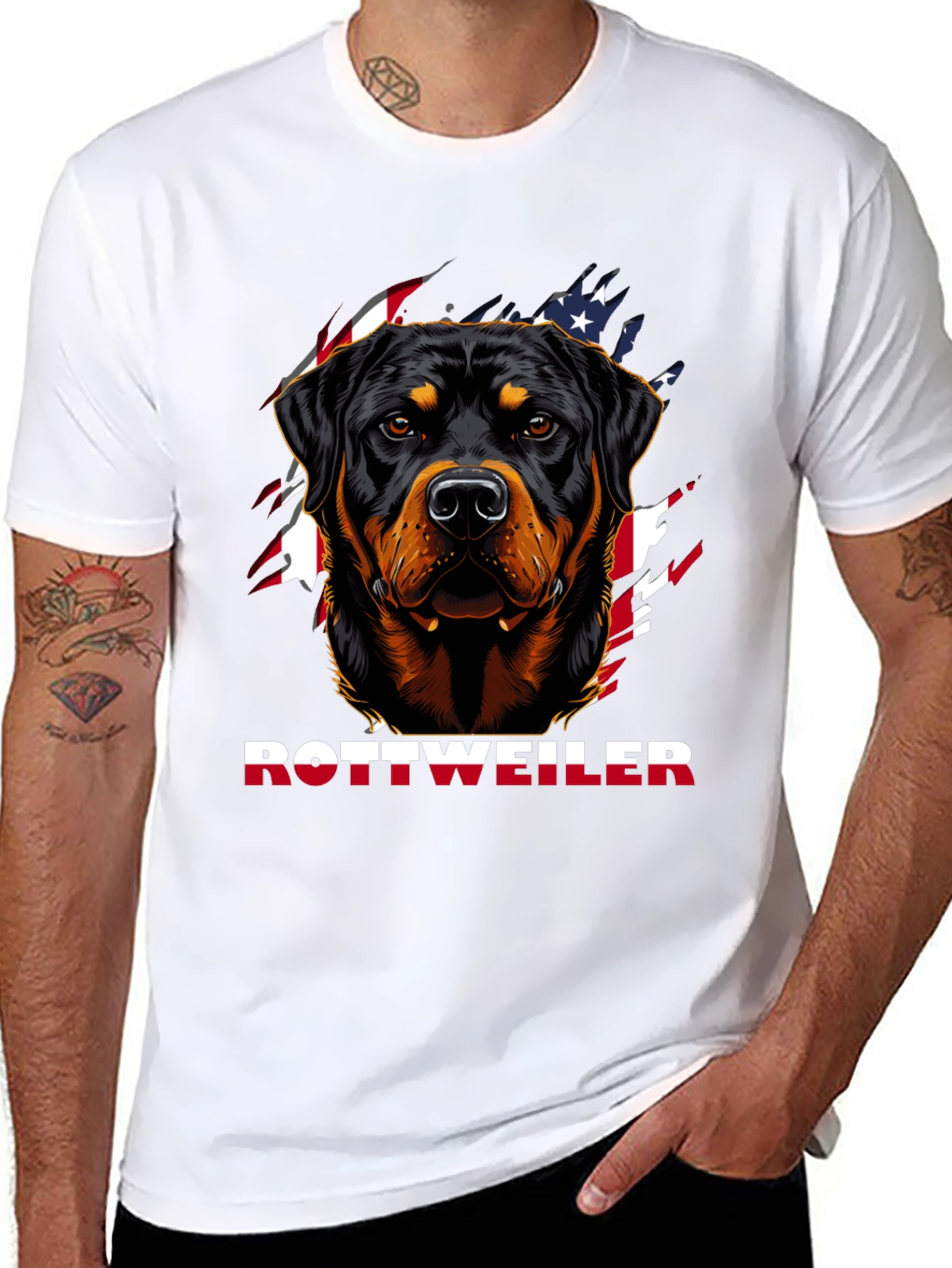 Rottweiler Dog Graphic T-Shirt - Patriotic Design