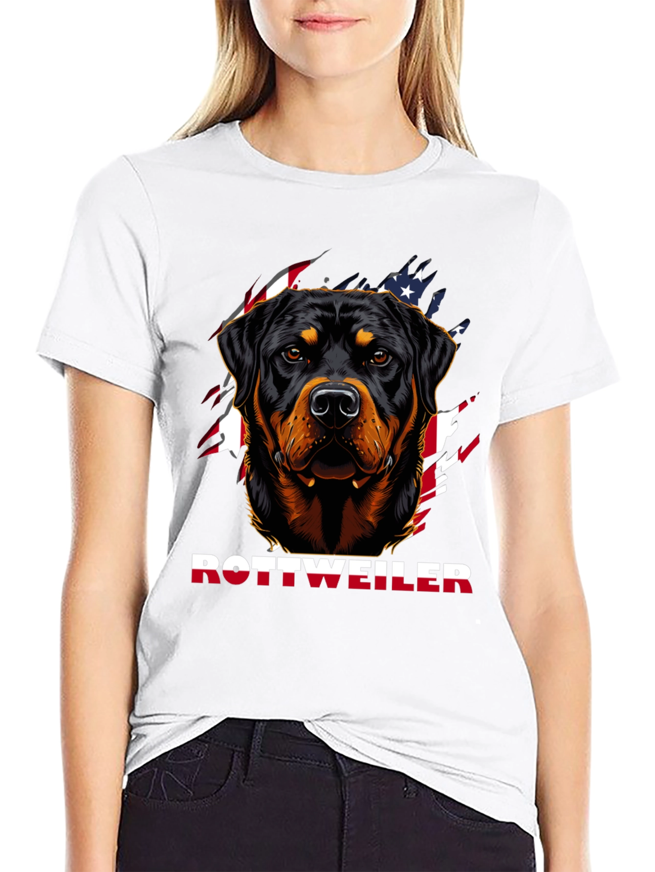 Rottweiler Dog Graphic T-Shirt - Patriotic Design