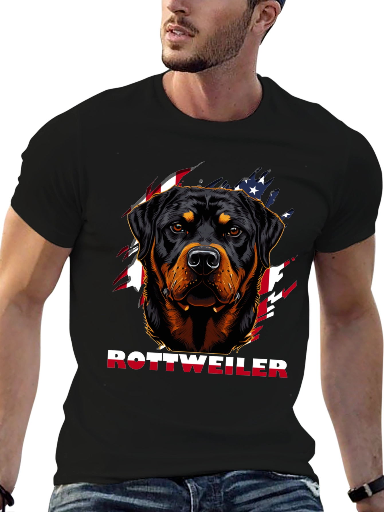Rottweiler Dog Graphic T-Shirt - Patriotic Design