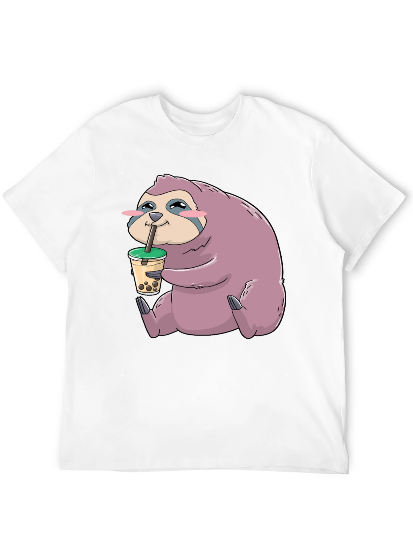 Sloth Boba Tea Graphic T-Shirt - Relaxed Style