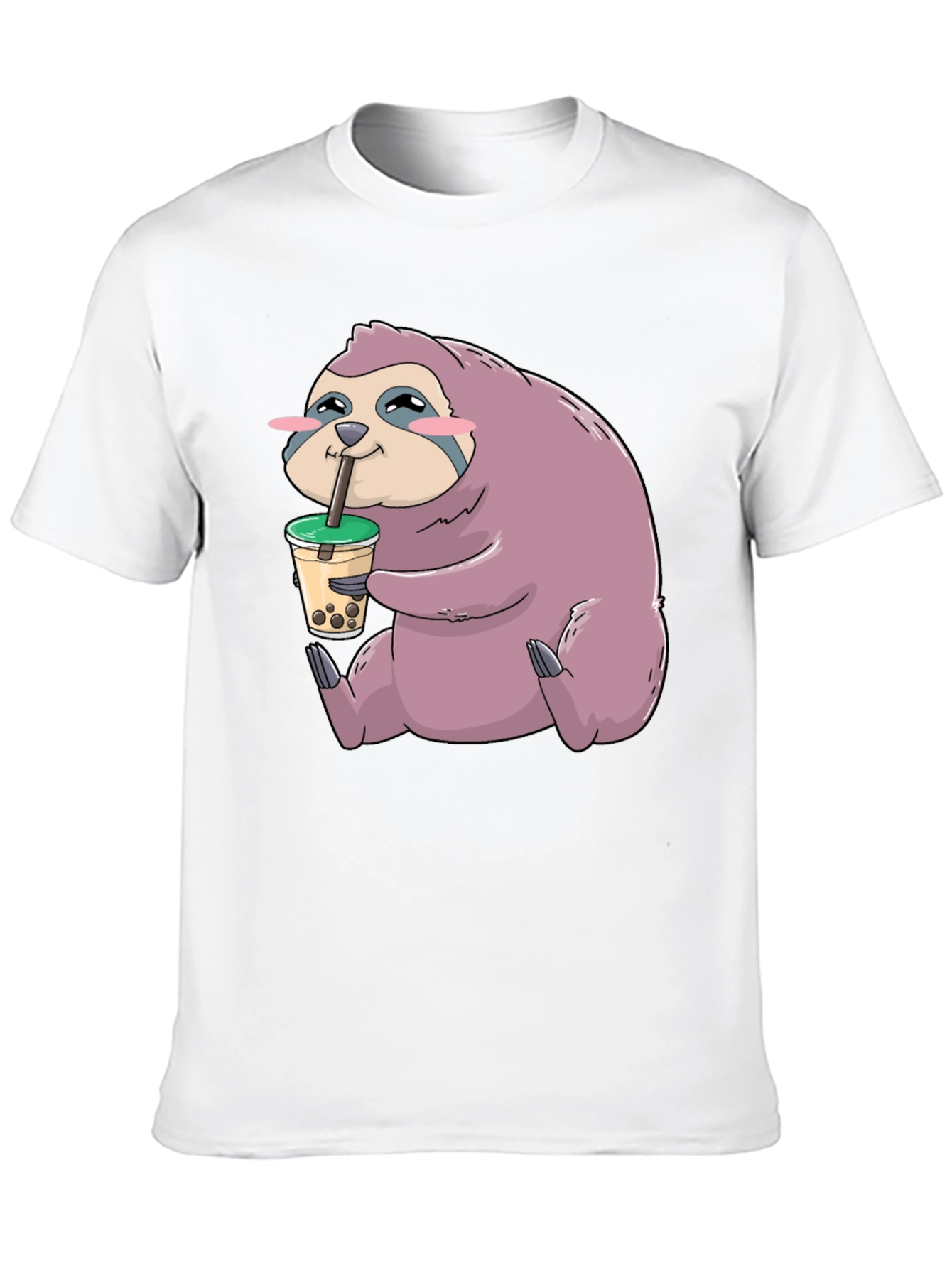 Sloth Boba Tea Graphic T-Shirt - Relaxed Style