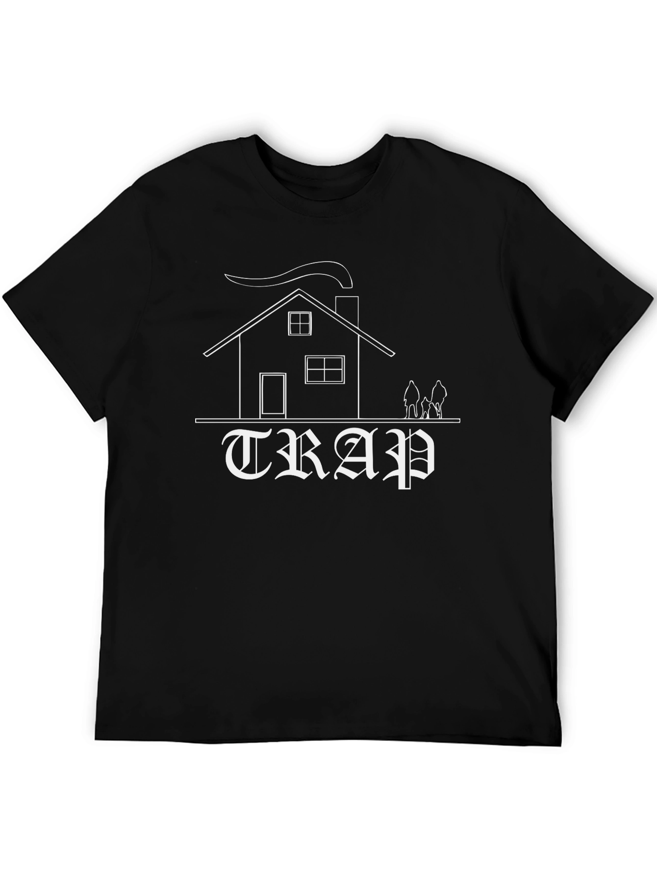 Trap House Graphic Tee - Black Cotton Blend Shirt
