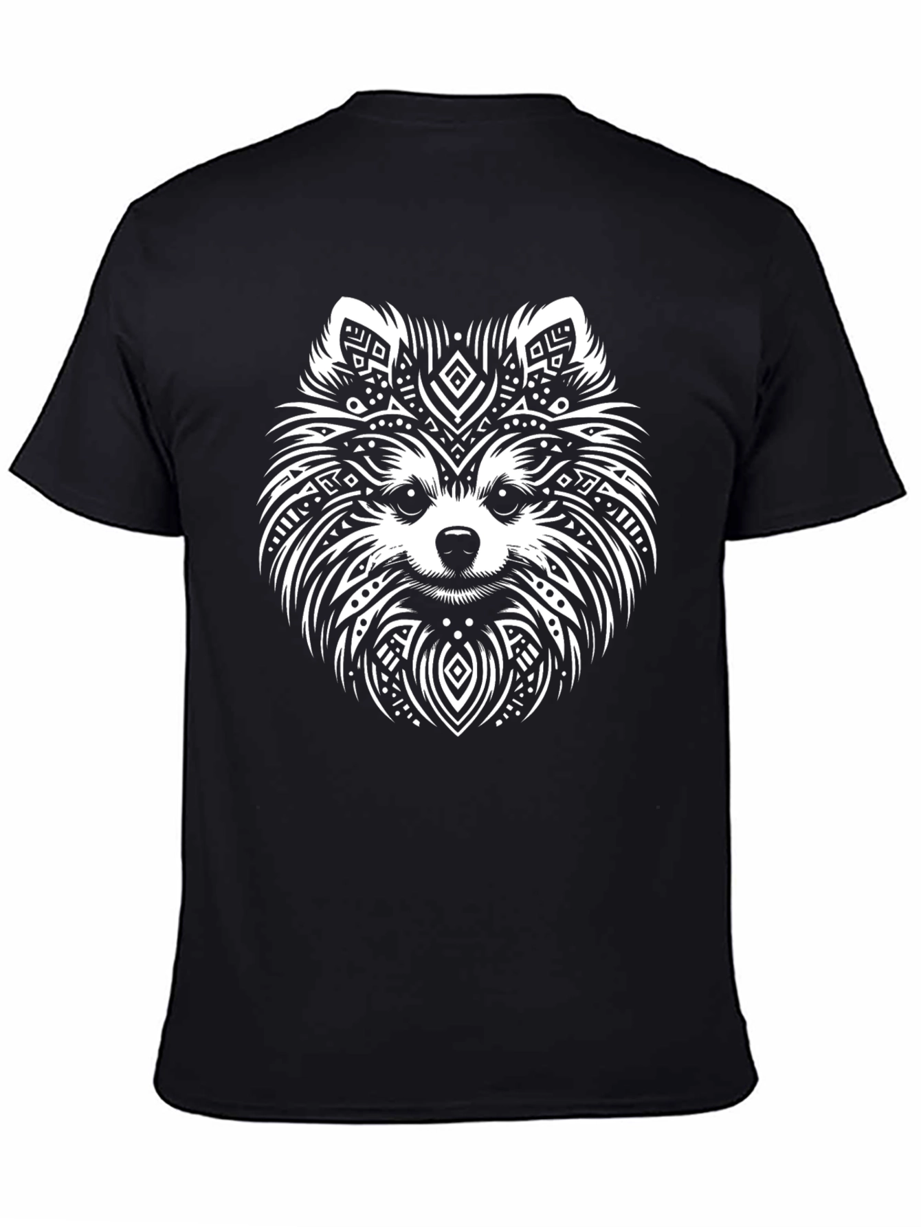 Dog Mandala Graphic Tee - Black Casual T-Shirt