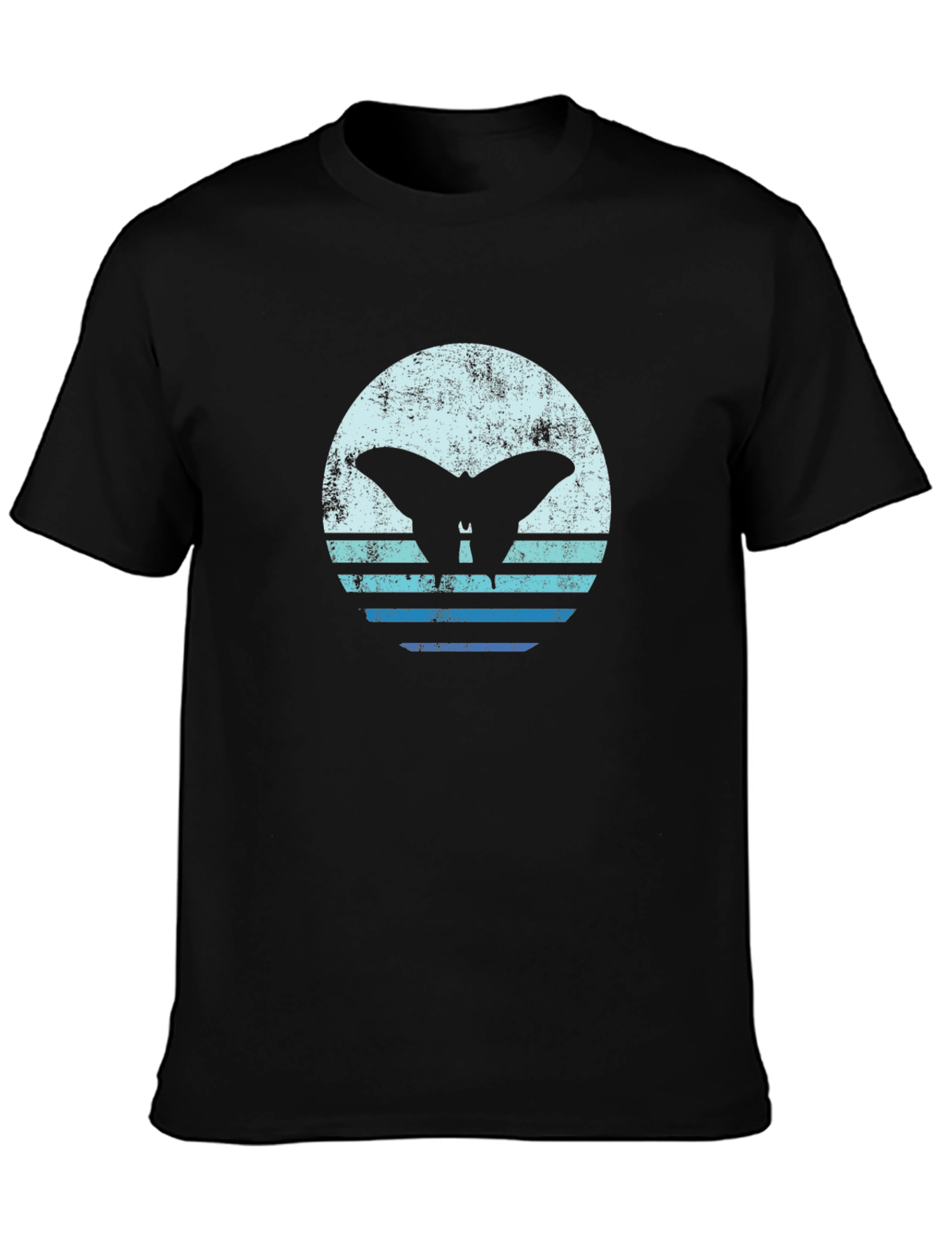 Retro Butterfly Graphic Tee - Black Cotton T-Shirt