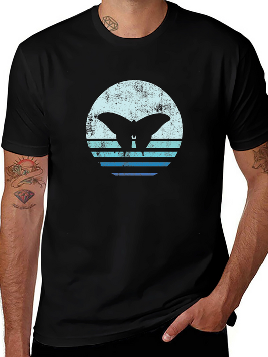 Retro Butterfly Graphic Tee - Black Cotton T-Shirt