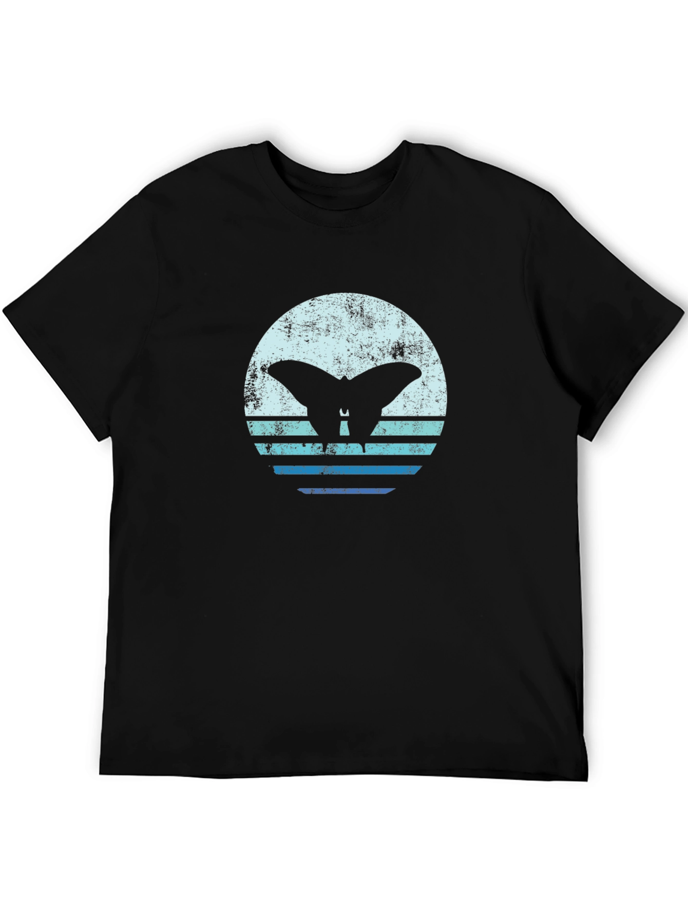 Retro Butterfly Graphic Tee - Black Cotton T-Shirt