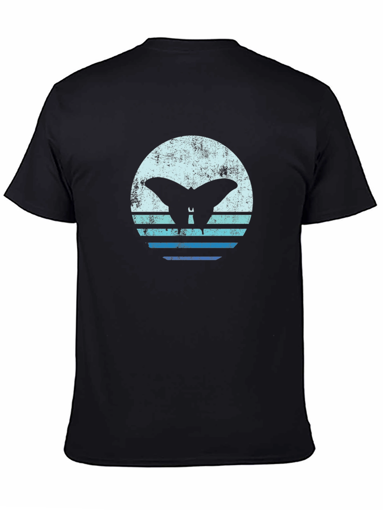 Retro Butterfly Graphic Tee - Black Cotton T-Shirt