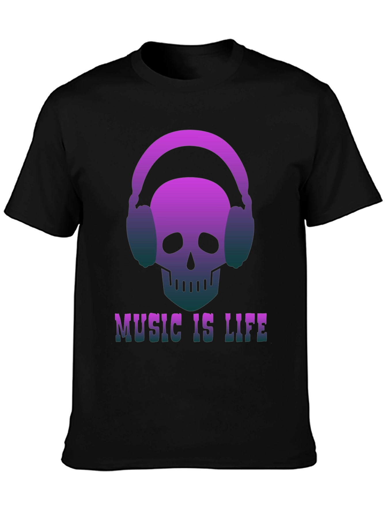 Music is Life Skull Headphone Graphic Tee