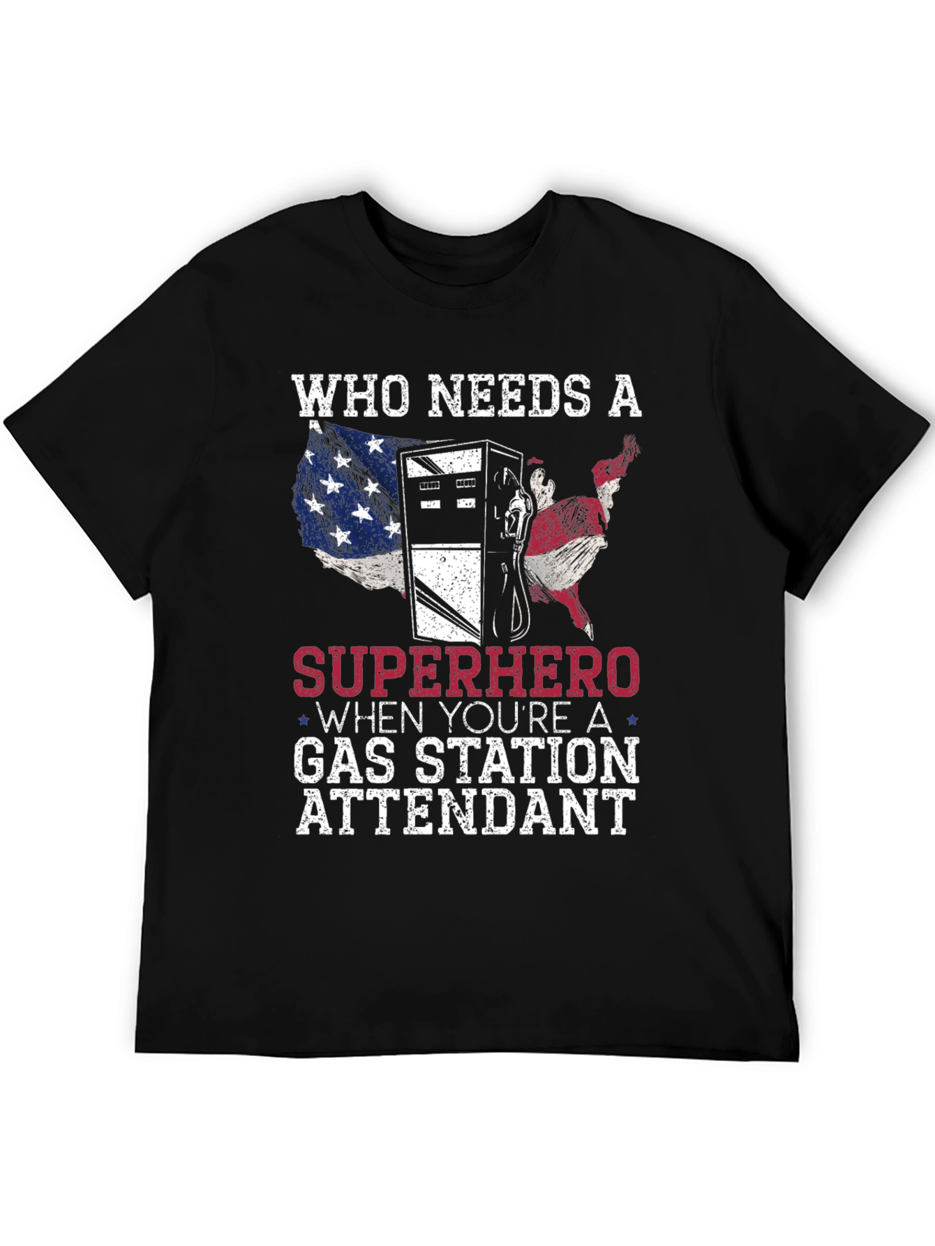 Gas Station Attendant Superhero Graphic T-Shirt