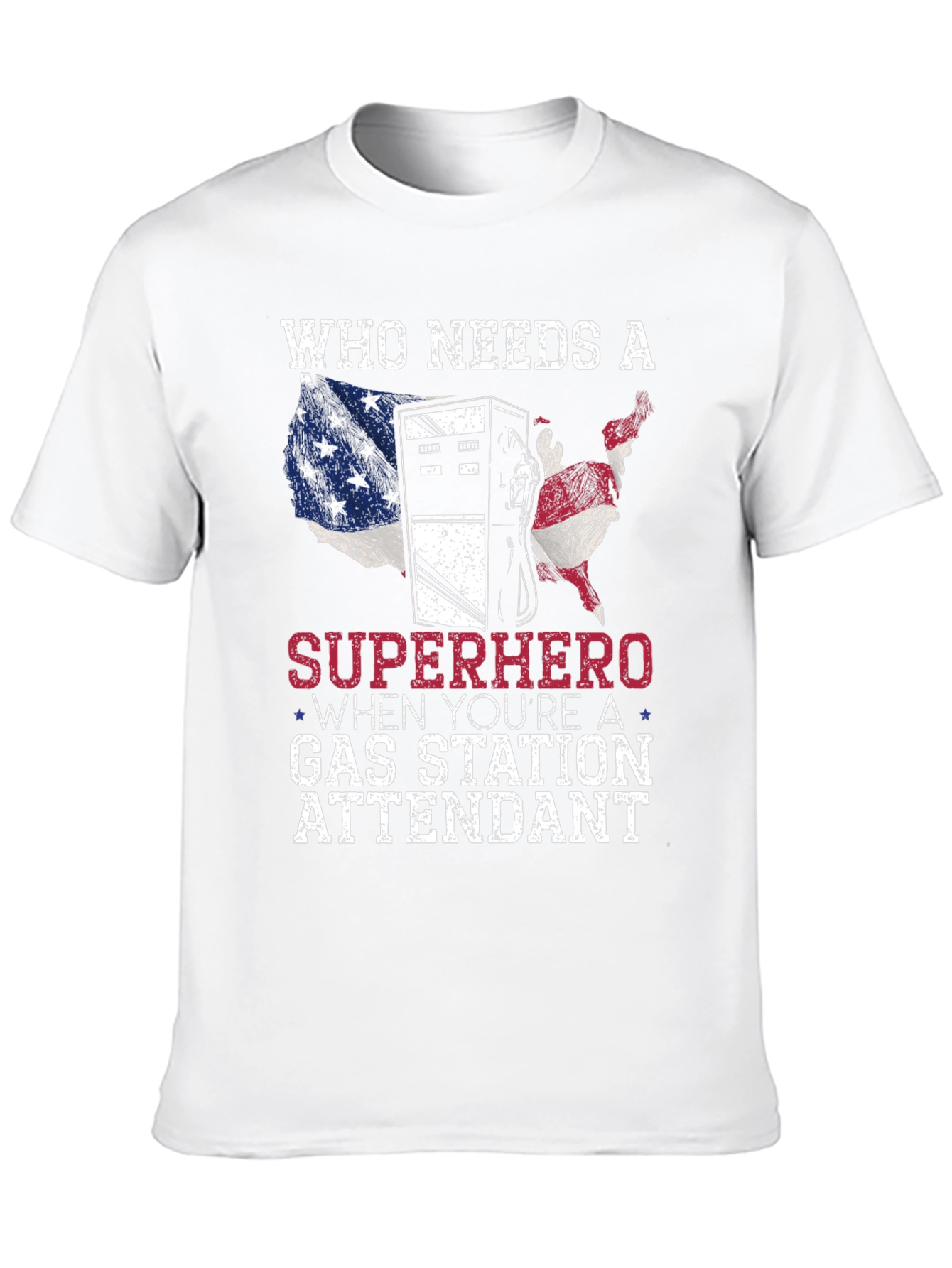 Gas Station Attendant Superhero Graphic T-Shirt