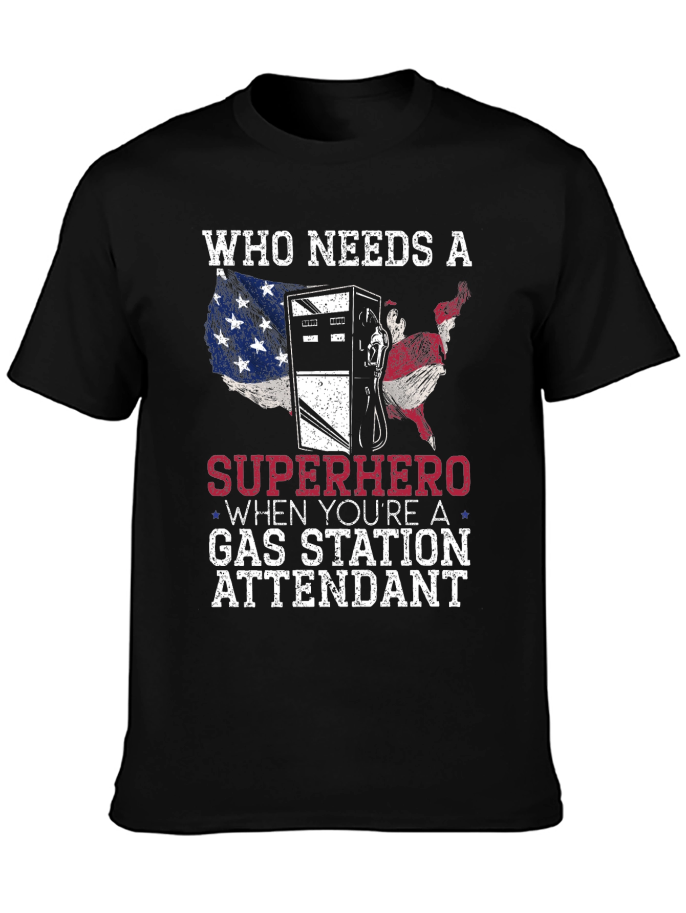 Gas Station Attendant Superhero Graphic T-Shirt
