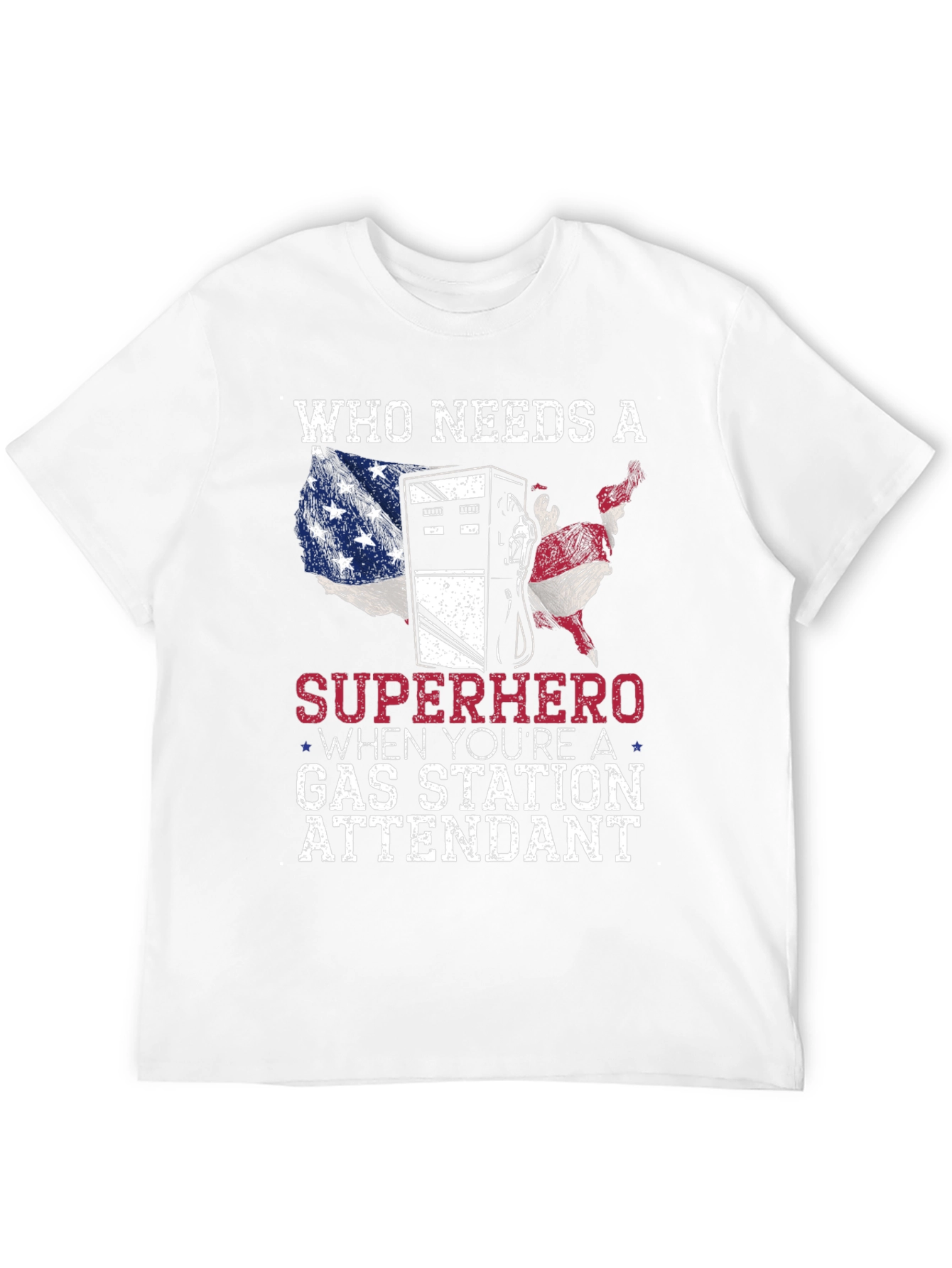 Gas Station Attendant Superhero Graphic T-Shirt
