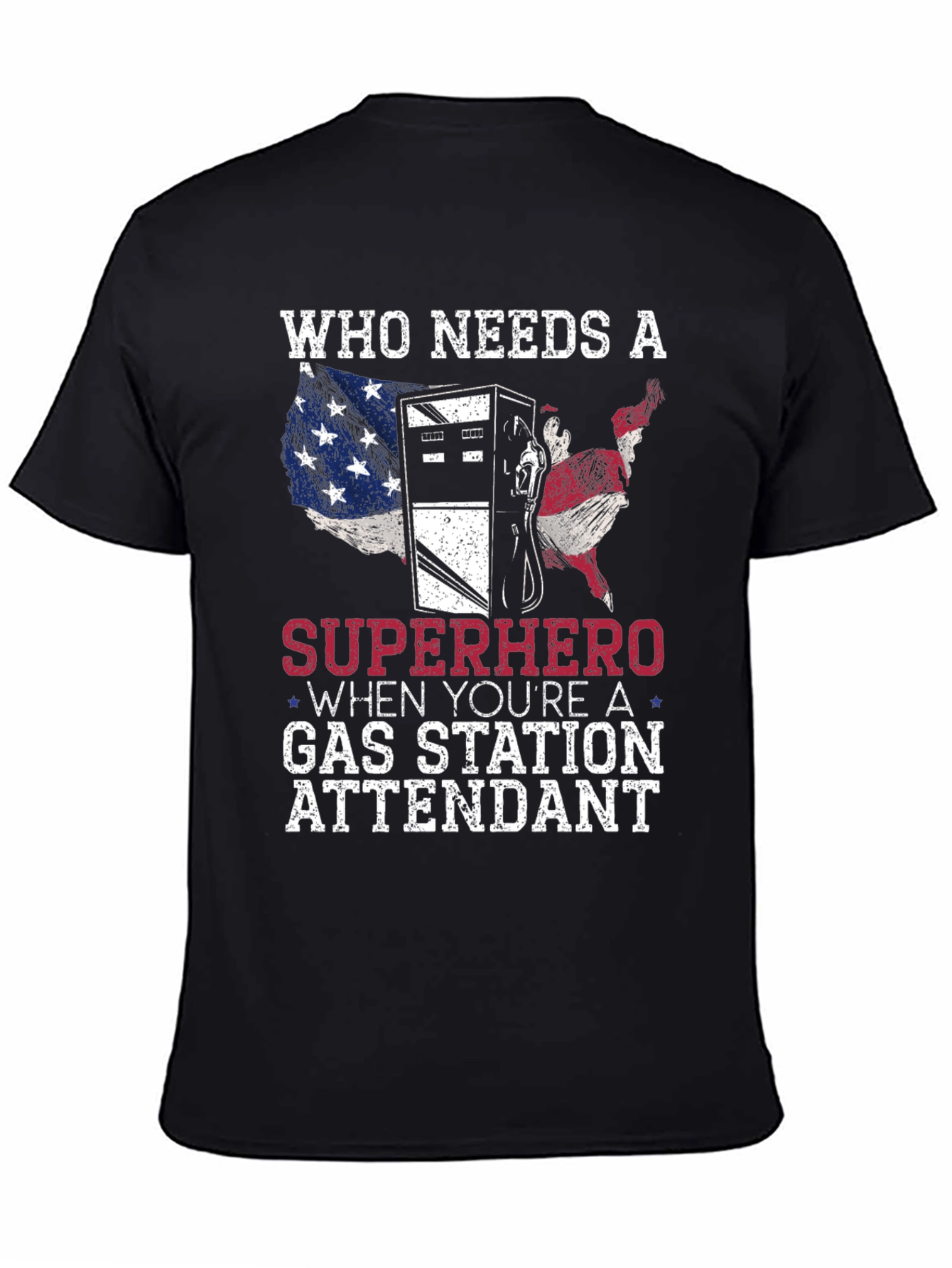 Gas Station Attendant Superhero Graphic T-Shirt