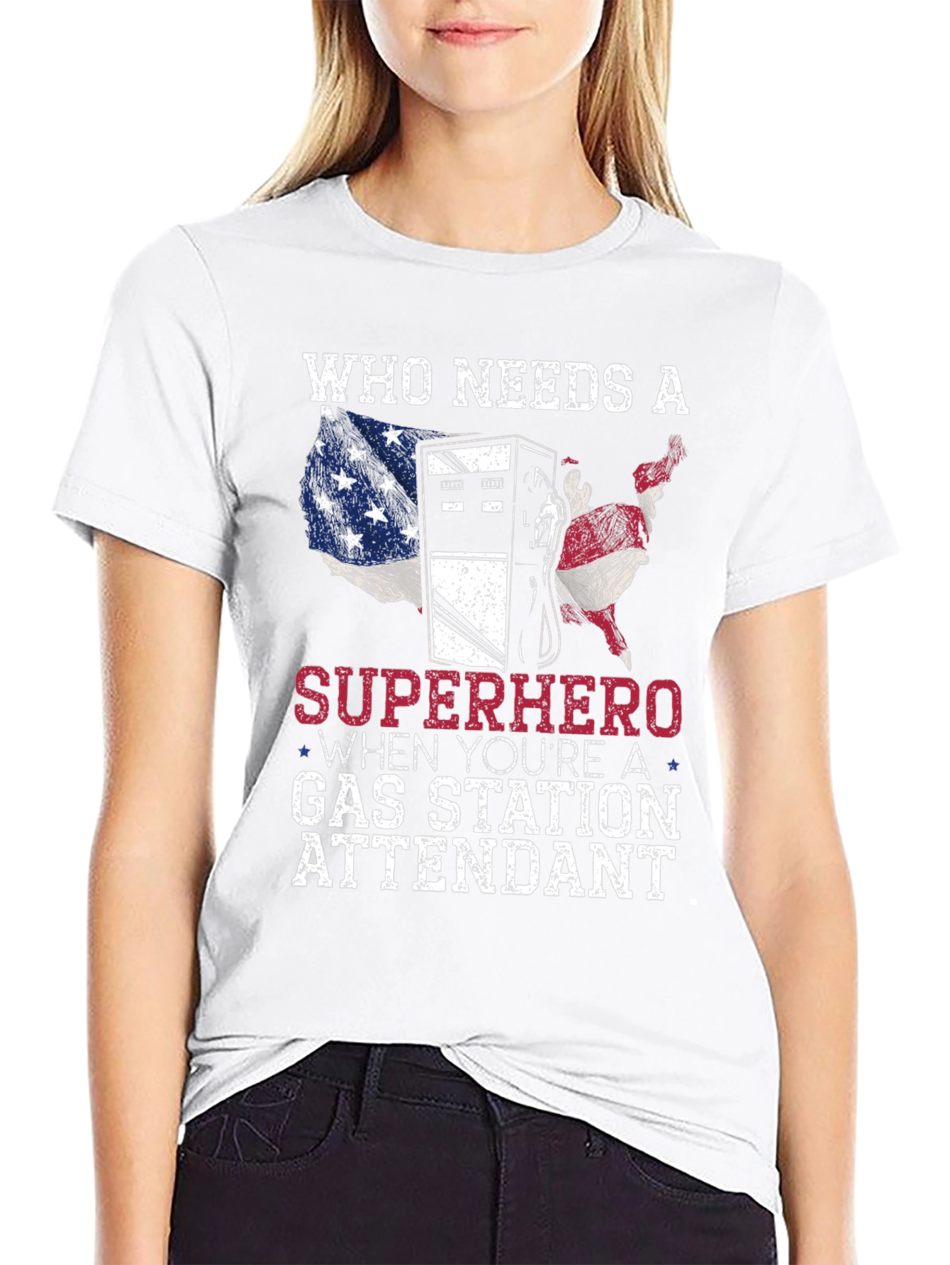 Gas Station Attendant Superhero Graphic T-Shirt