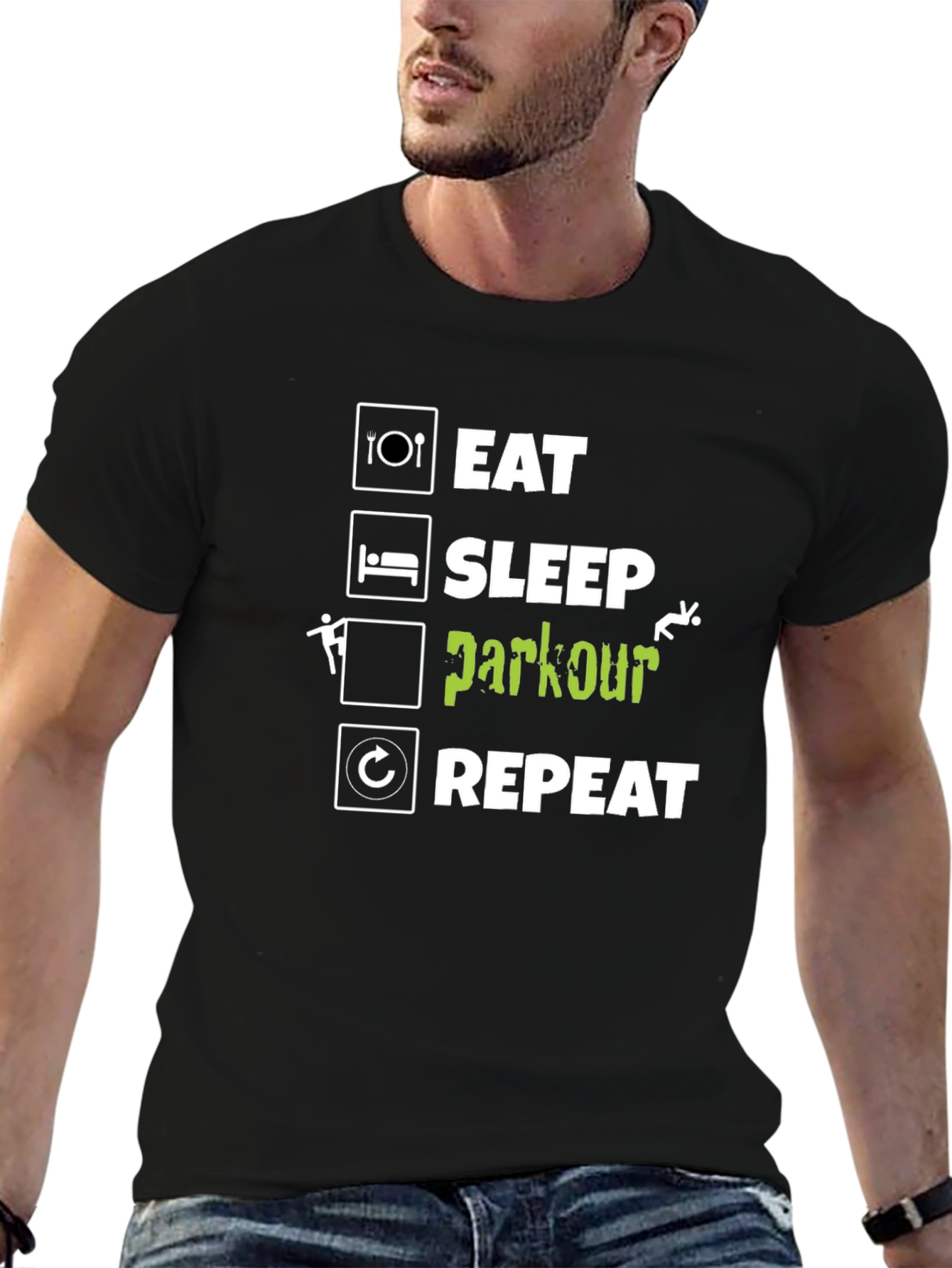 Eat Sleep Parkour Repeat Black T-Shirt
