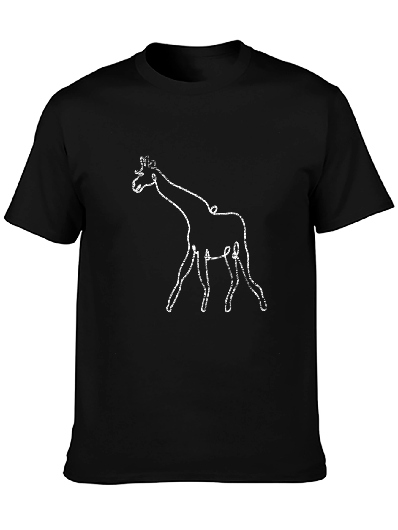 Abstract Giraffe Line Art Black T-Shirt