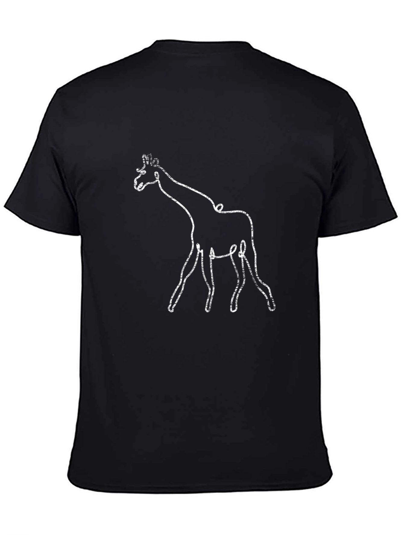 Abstract Giraffe Line Art Black T-Shirt