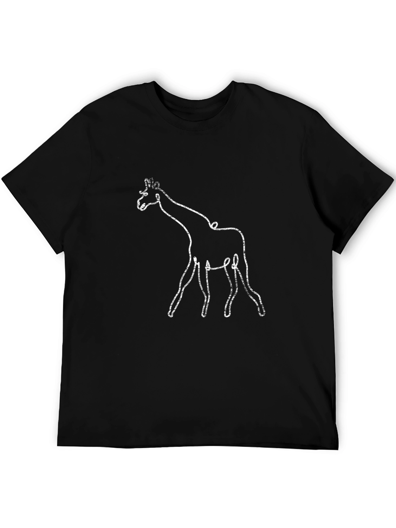Abstract Giraffe Line Art Black T-Shirt