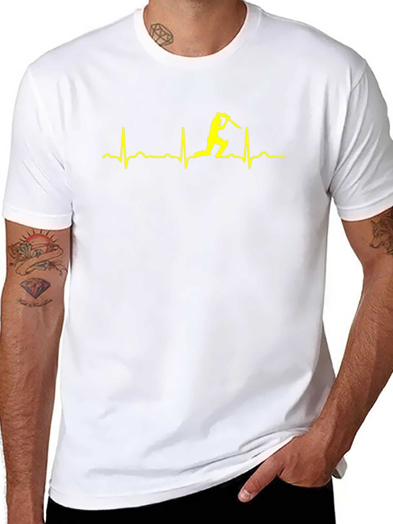 Cricket Heartbeat T-Shirt - Batting Pulse Graphic Tee