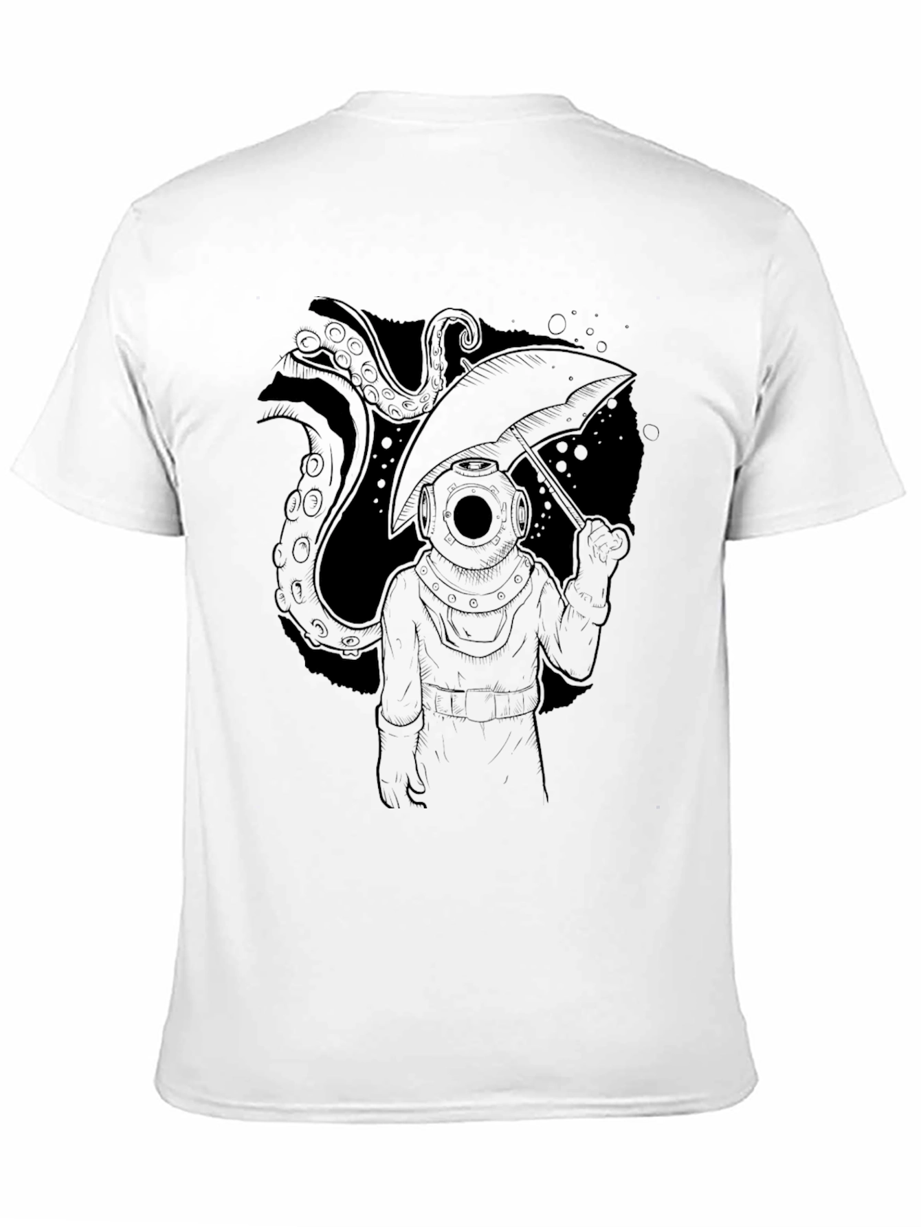 Diver & Octopus Black T-Shirt
