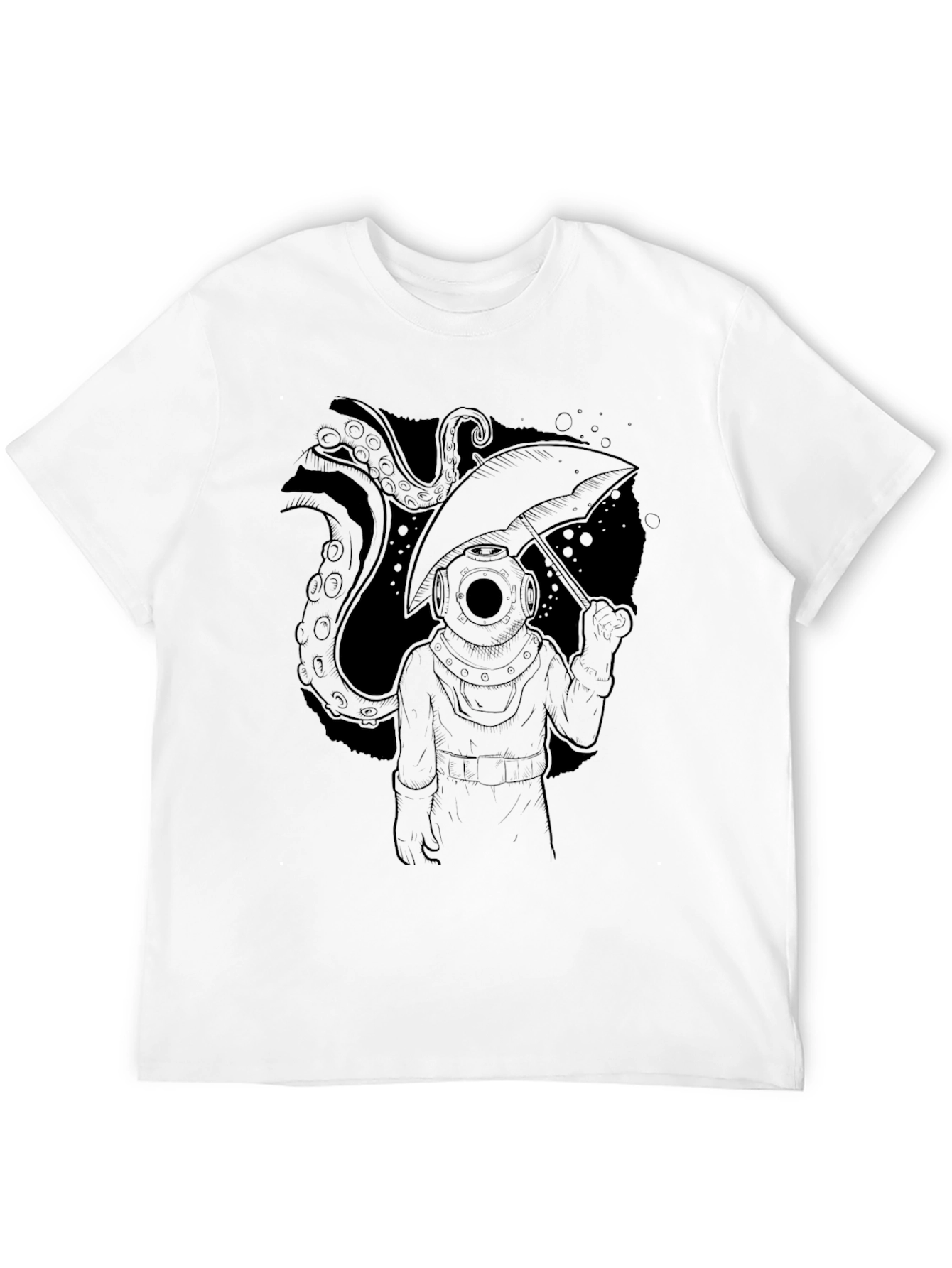 Diver & Octopus Black T-Shirt