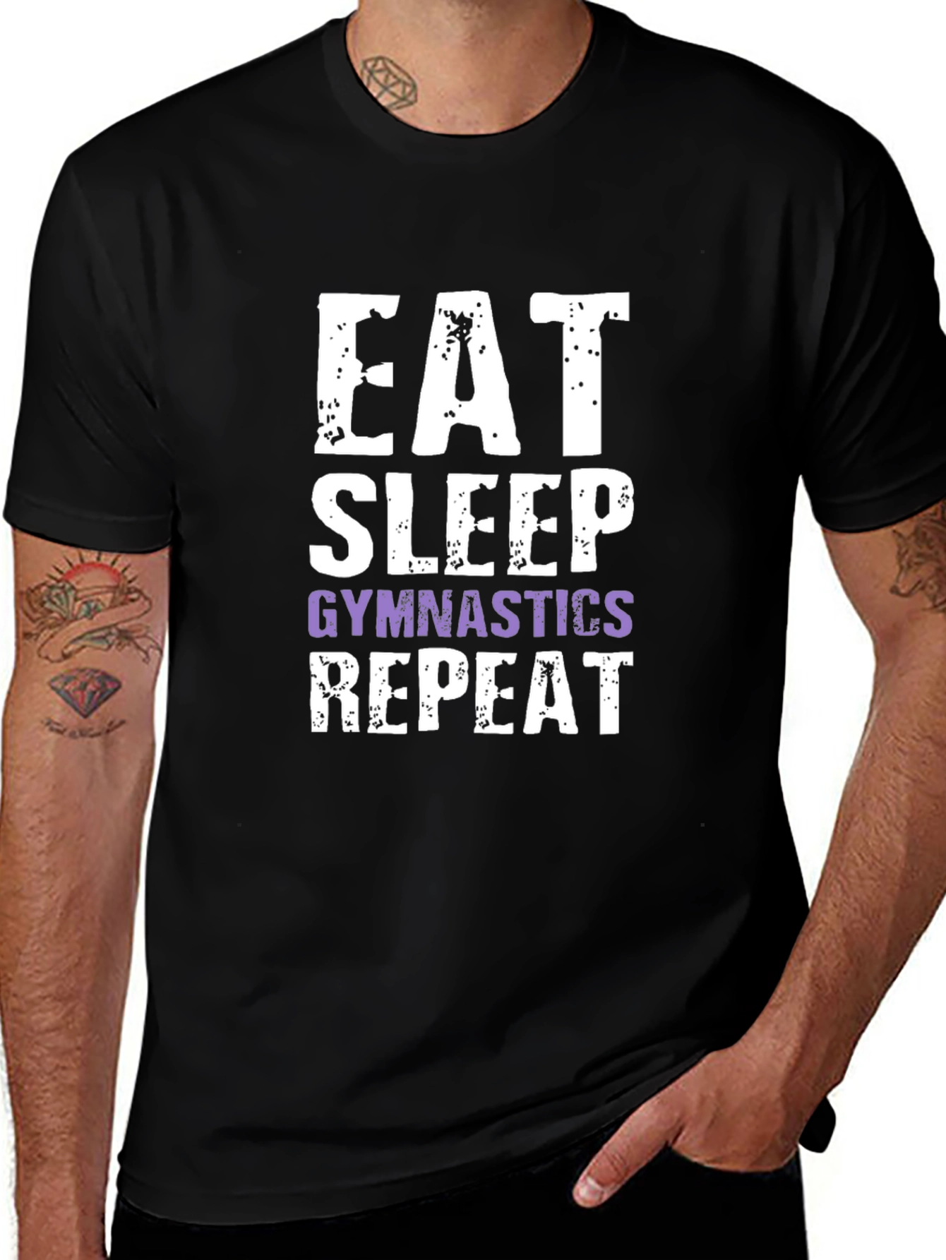 Eat Sleep Gymnastics Repeat Black T-Shirt