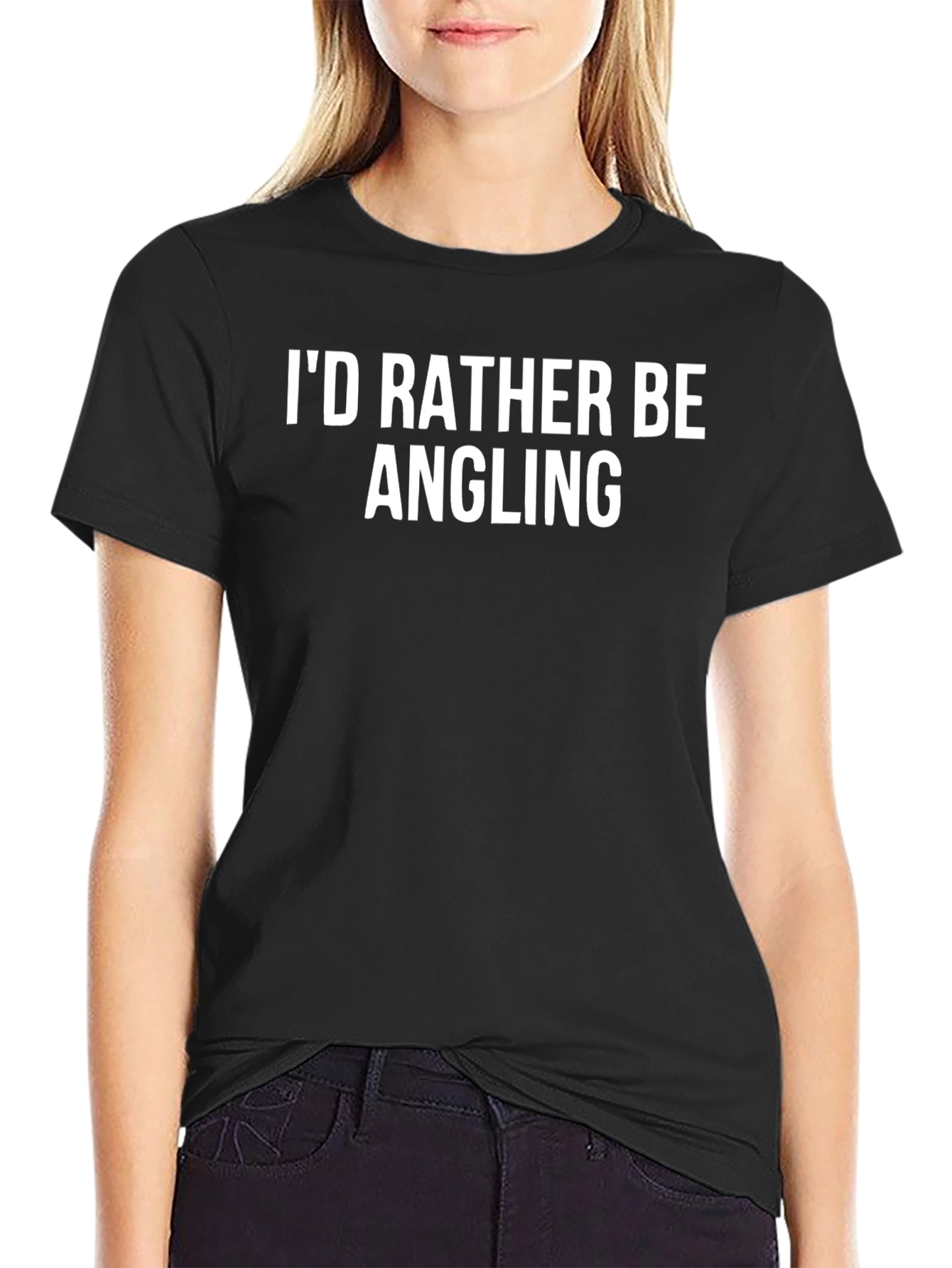 Id Rather Be Angling Black T-Shirt