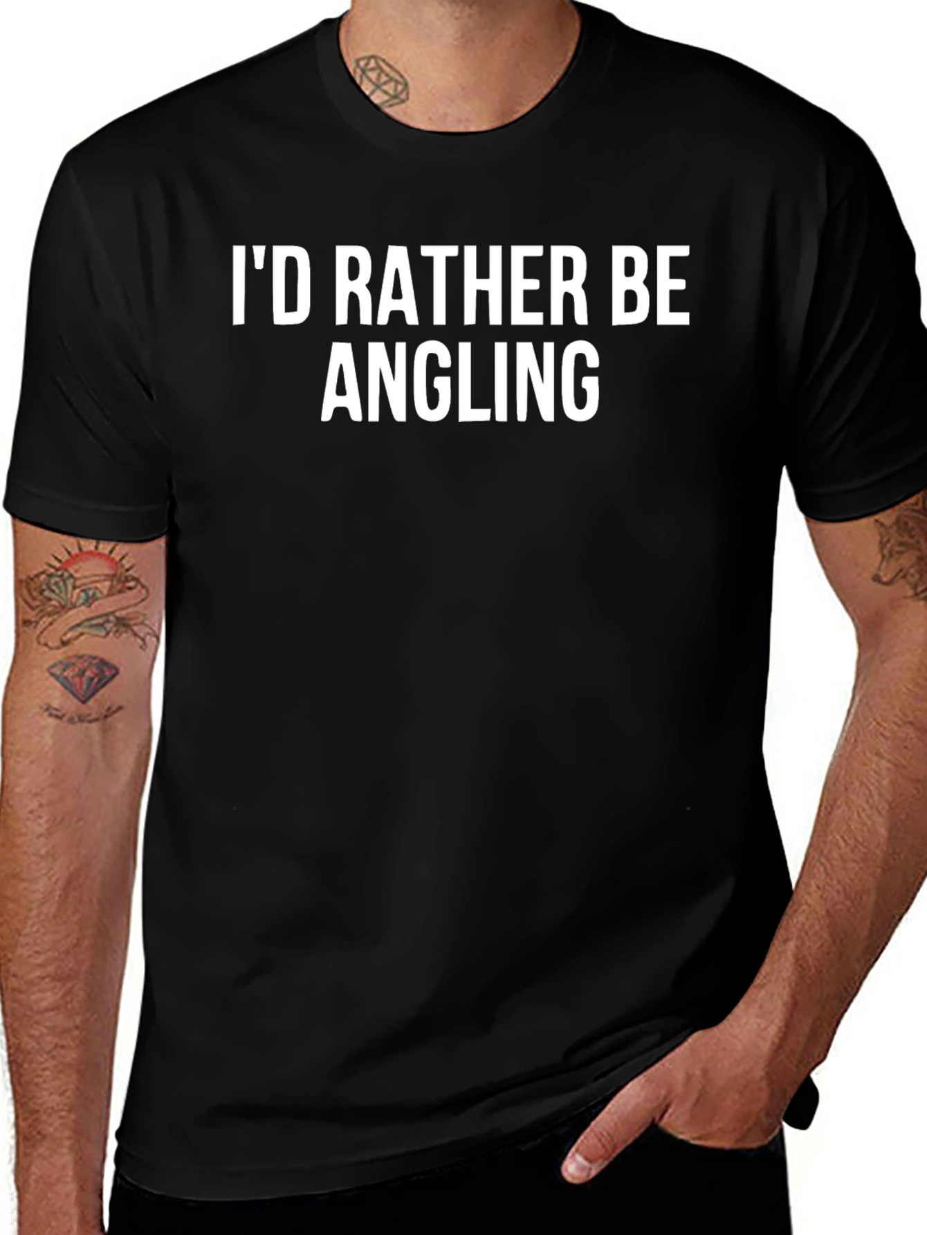Id Rather Be Angling Black T-Shirt