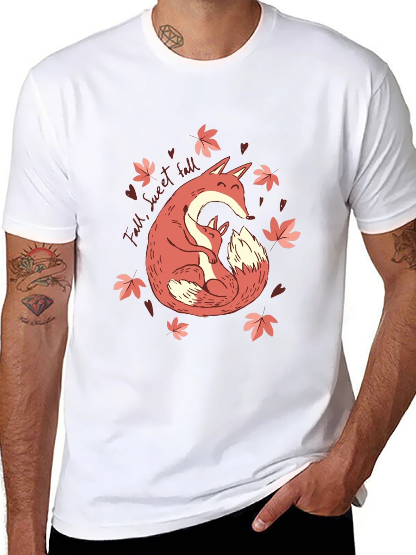 Fall Fox Hug T-Shirt - Sweet Autumn Comfort