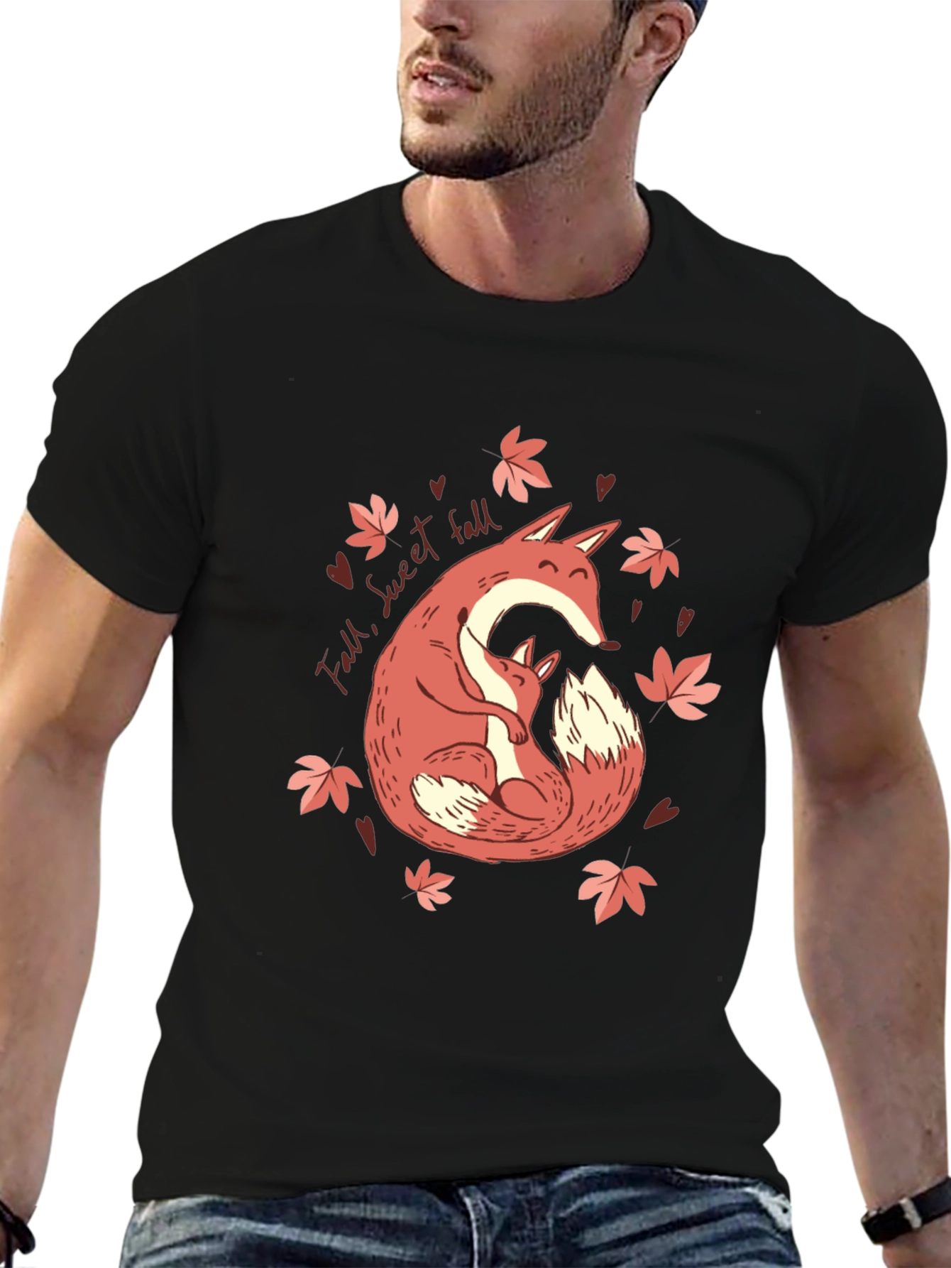 Fall Fox Hug T-Shirt - Sweet Autumn Comfort