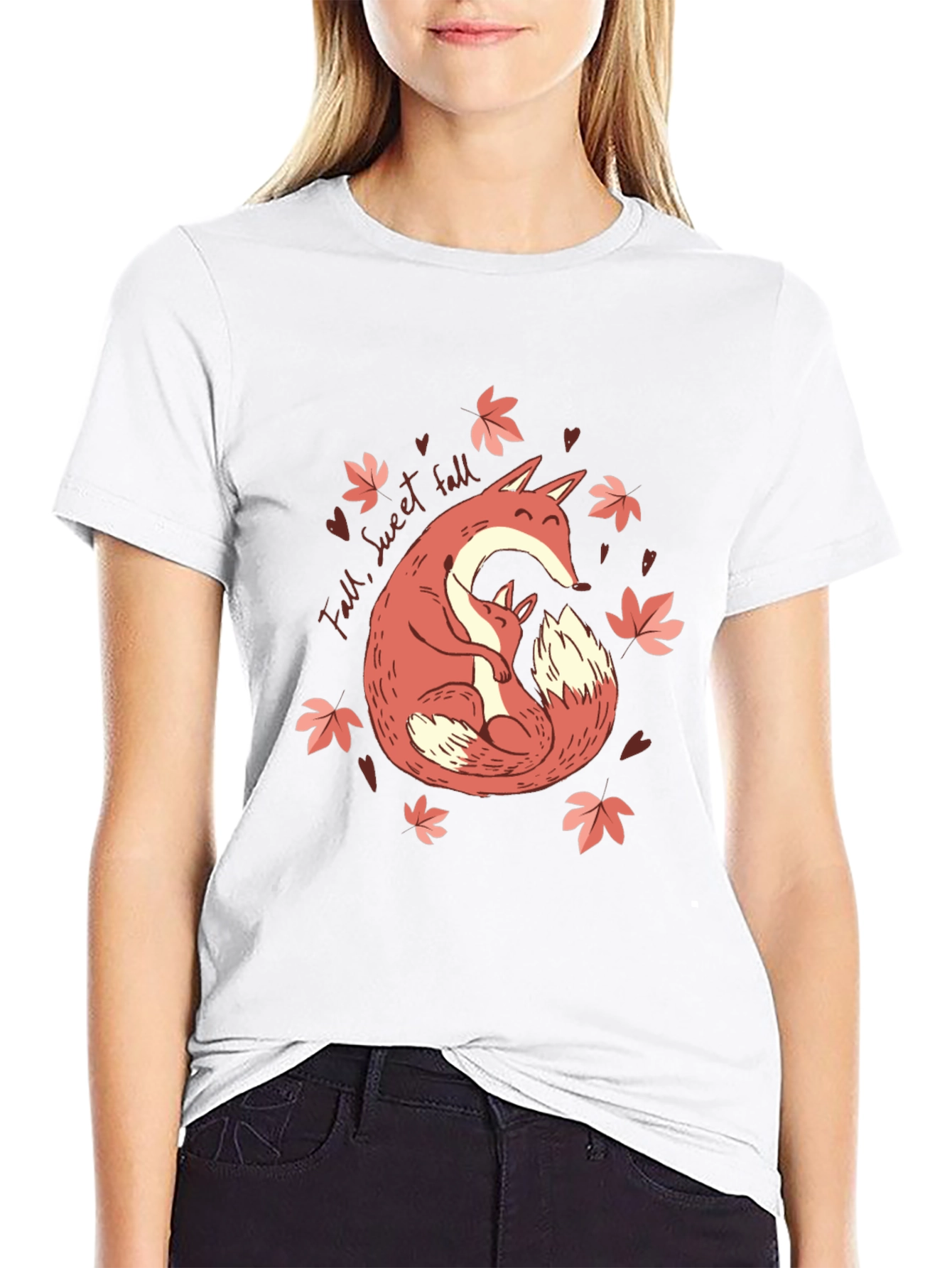 Fall Fox Hug T-Shirt - Sweet Autumn Comfort