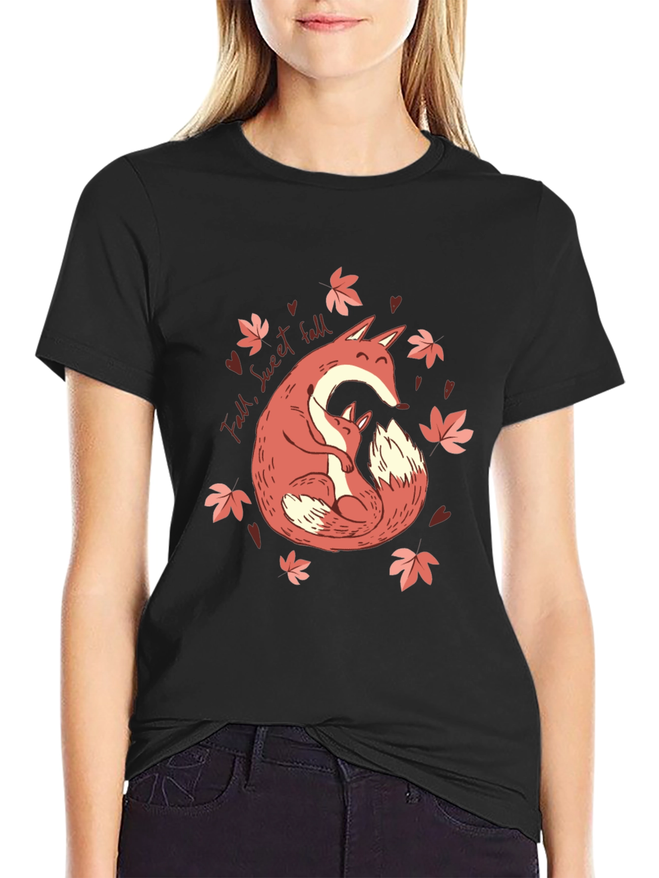 Fall Fox Hug T-Shirt - Sweet Autumn Comfort