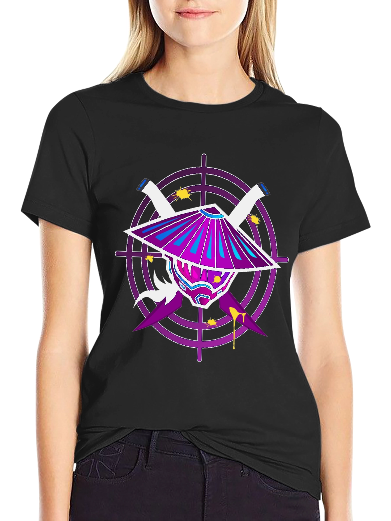 Samurai Mask Graphic Tee - Mens Black T-Shirt