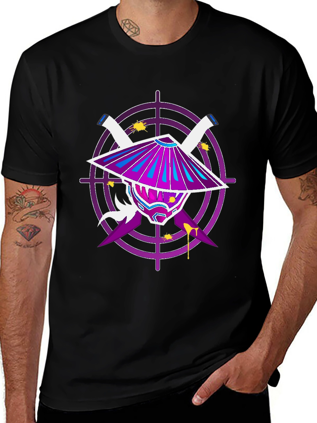 Samurai Mask Graphic Tee - Mens Black T-Shirt