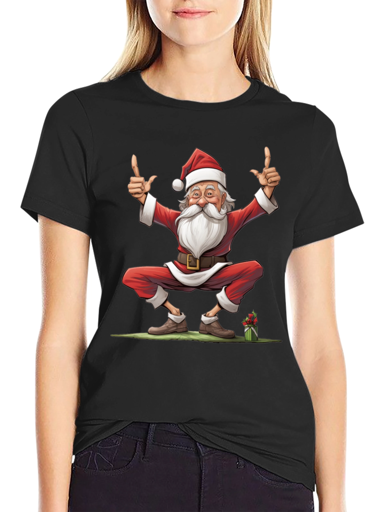 Festive Santa Claus Graphic Tee - Holiday Cheer