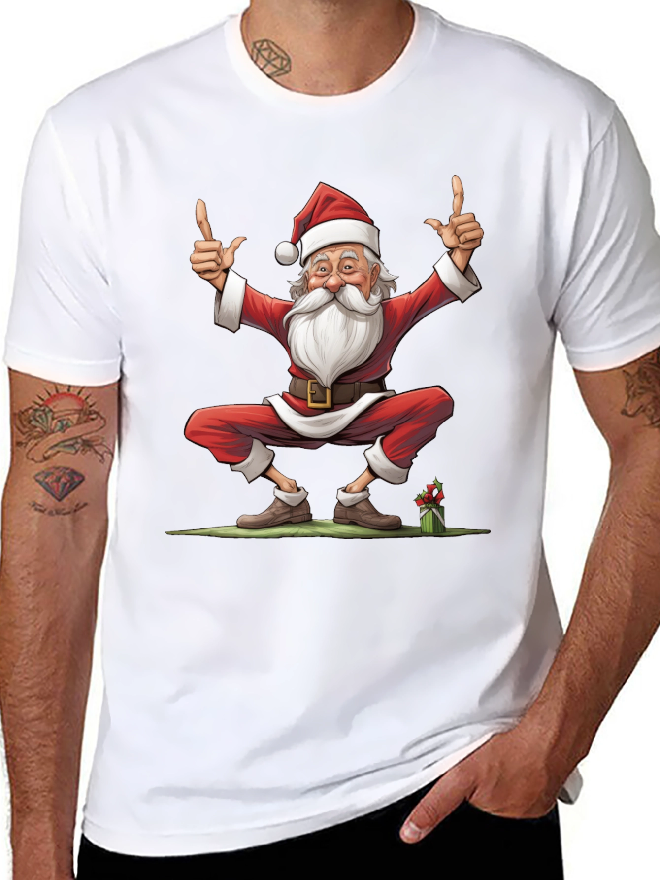 Festive Santa Claus Graphic Tee - Holiday Cheer