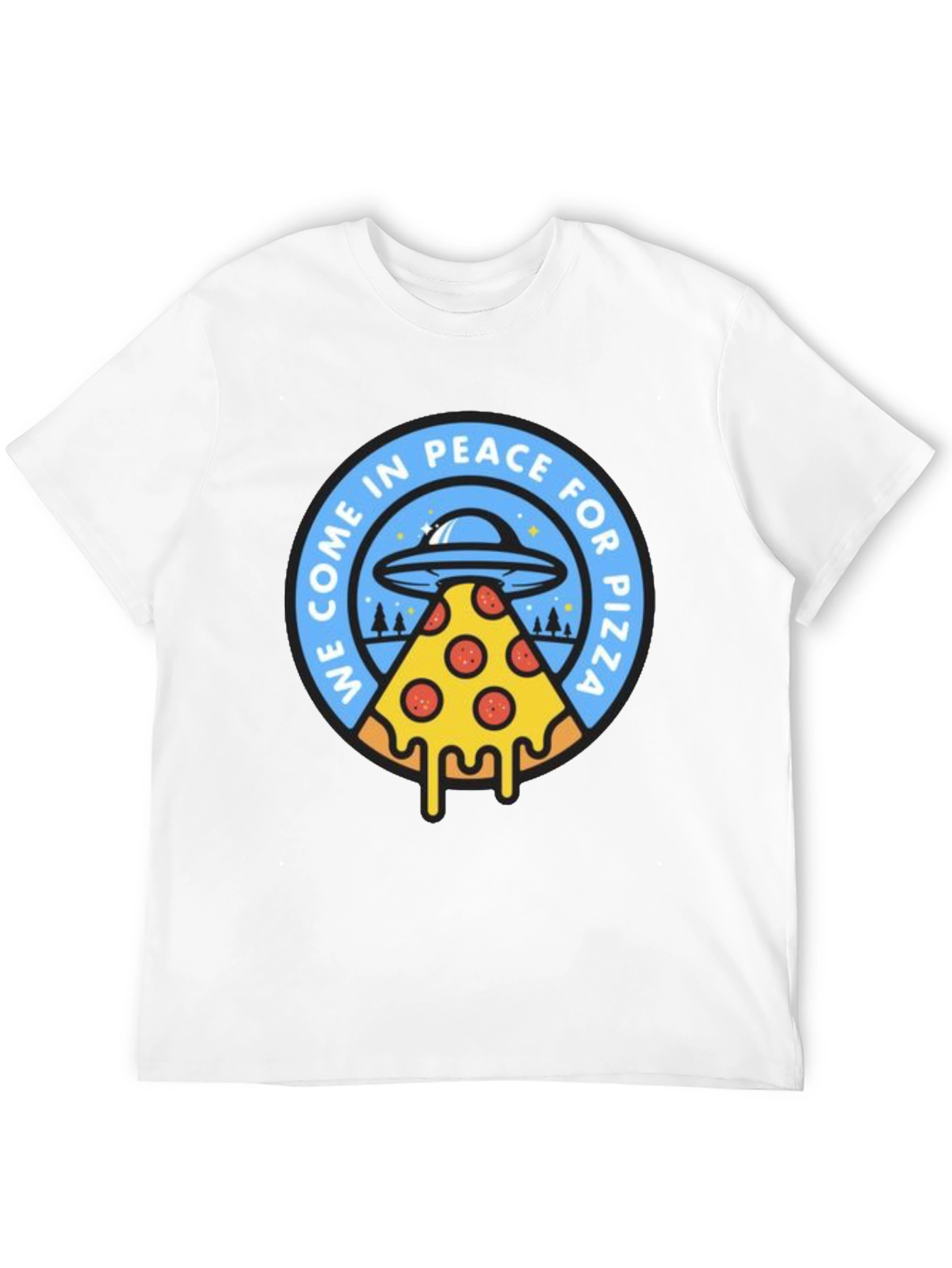 Peace For Pizza T-Shirt Funny Alien UFO Tee
