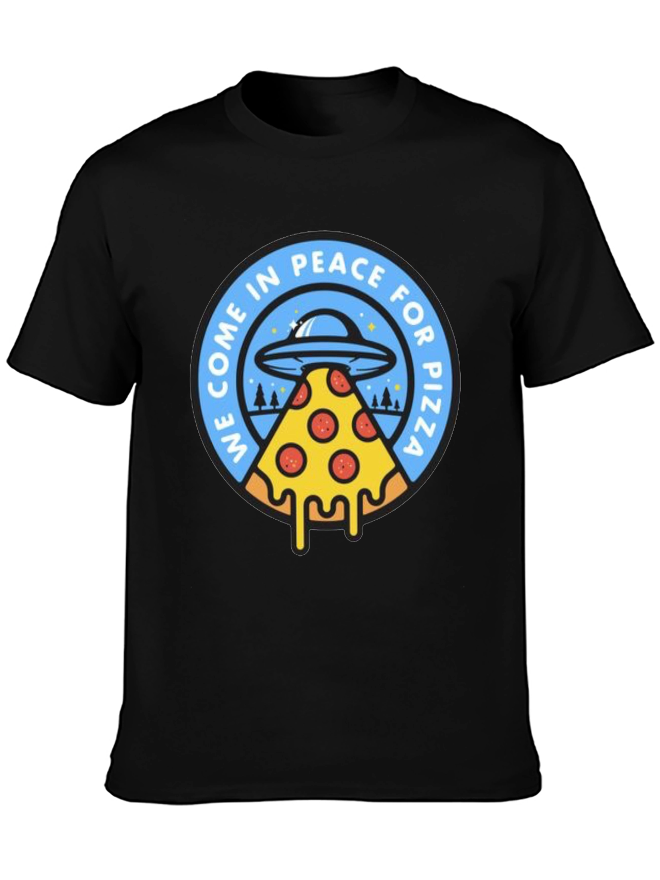 Peace For Pizza T-Shirt Funny Alien UFO Tee