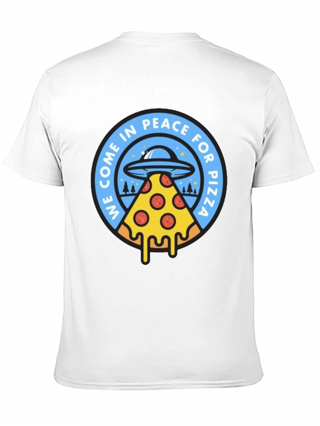 Peace For Pizza T-Shirt Funny Alien UFO Tee
